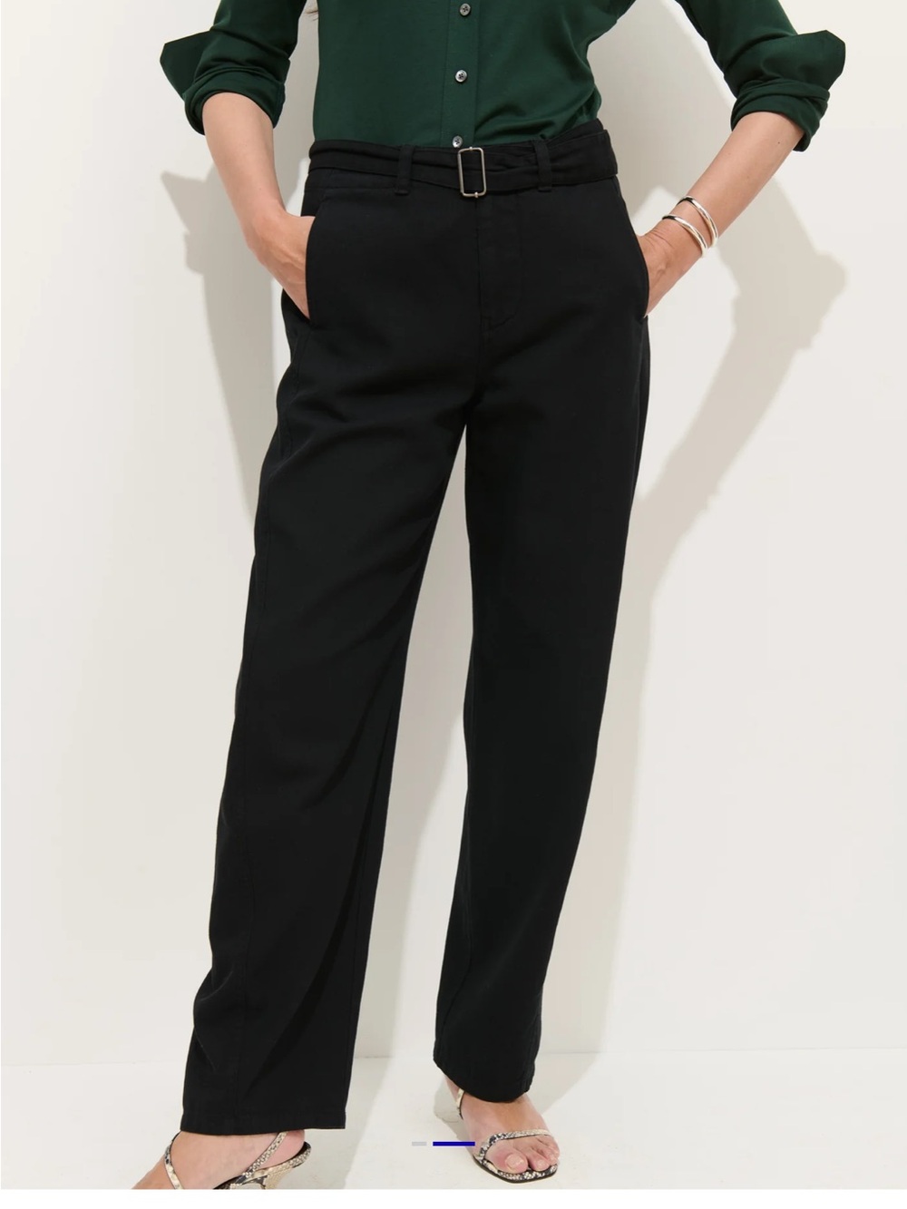 Alex Mill Black 9th St Pant - slight barrel leg with fabric belt